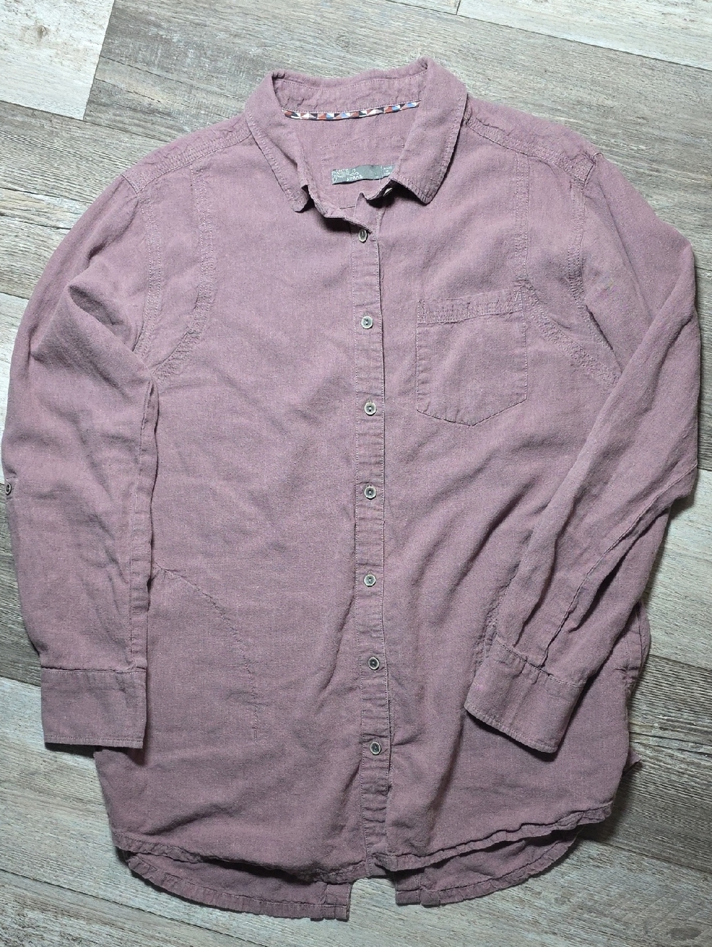 prAna | Boho Woman's Aster Tunic Longsleeve Button-down Mauve Top Sz Lg